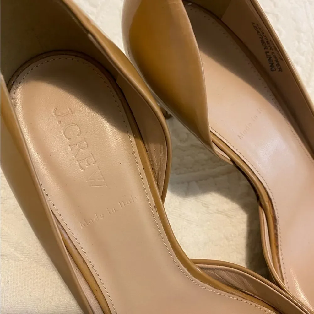 J. Crew size 7.5 Neutral Beige Pointed Toe Patent Leather Pumps Heels
